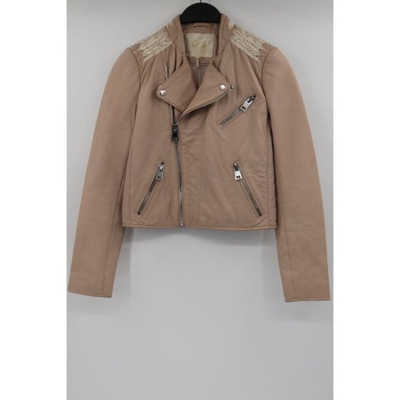 Lambskin Leather: size 36, Asymmetrical zip Moto Biker jacket - Picture 1 of 16